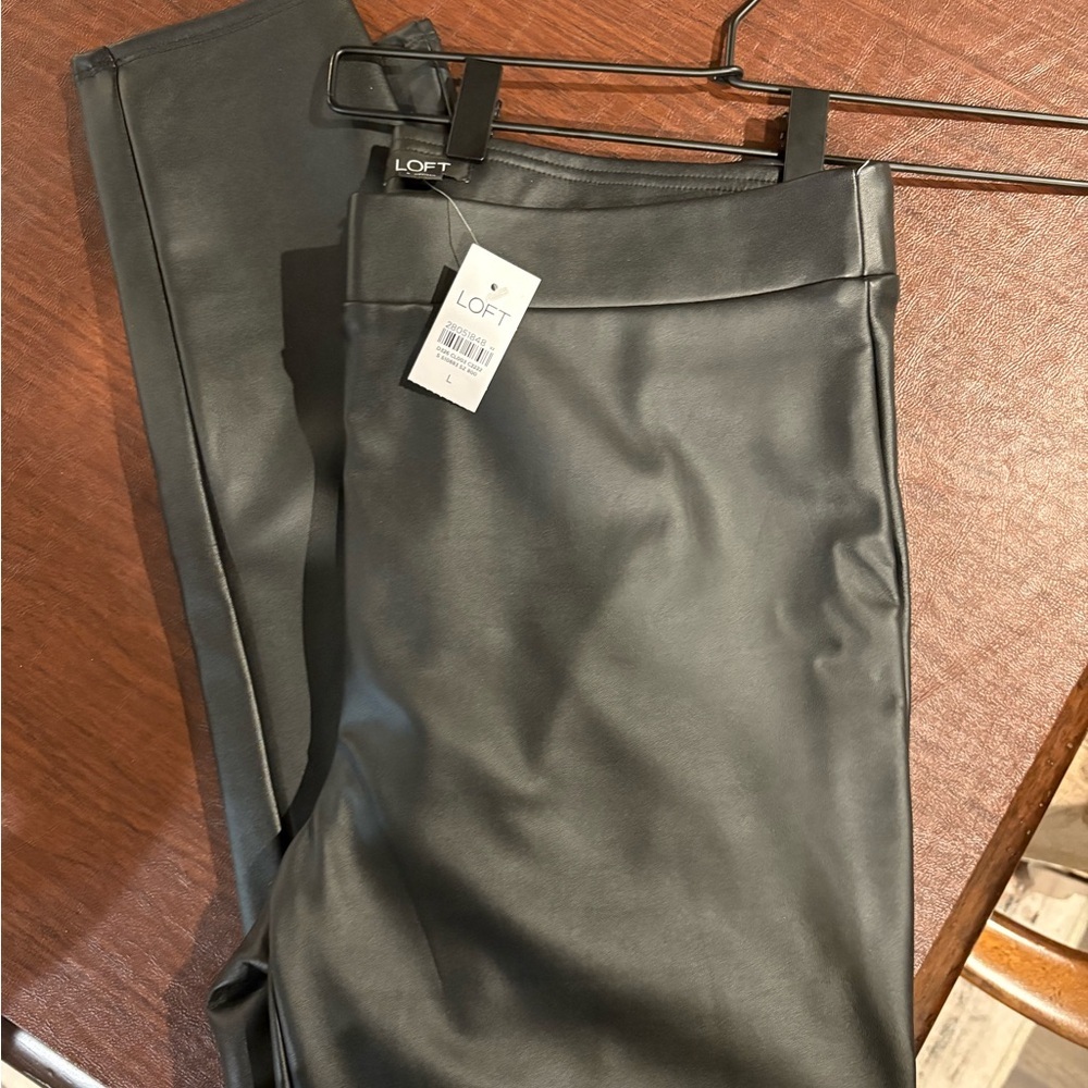 LOFT  Black Faux Leather Pants